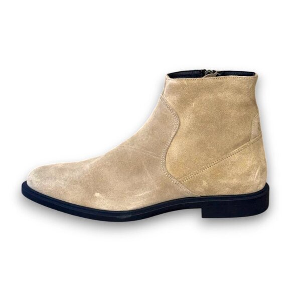 HUGO Kerr Side-Zip Ankle Boots Men's Beige Leather US 9 (UK 8 EU 42) MSRP $199 - Picture 2 of 4